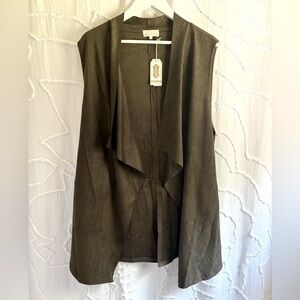 Mud Pie Olive Sleeveless Suede Vest